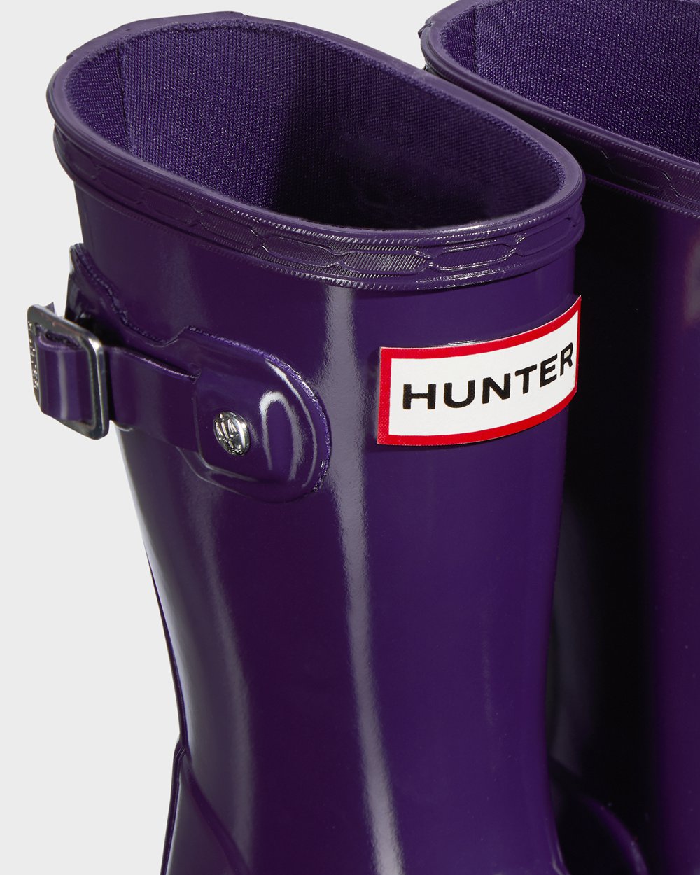 Kids Hunter Original Little Gloss - Rain Boots Blue Purple - 8439-AWCJQ